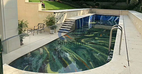 Kolam renang akrilik melengkung dan proyek panel dinding spa.