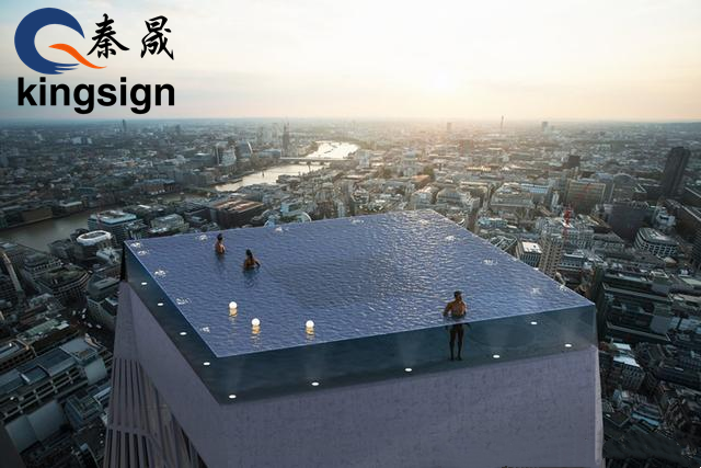 Kolam renang dari film sci-fi-Infinity London Acrylic Transparent Infinity Pool